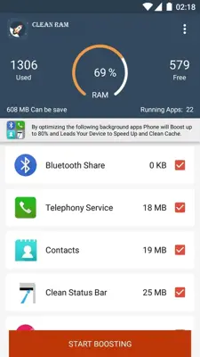 clean ram android App screenshot 3